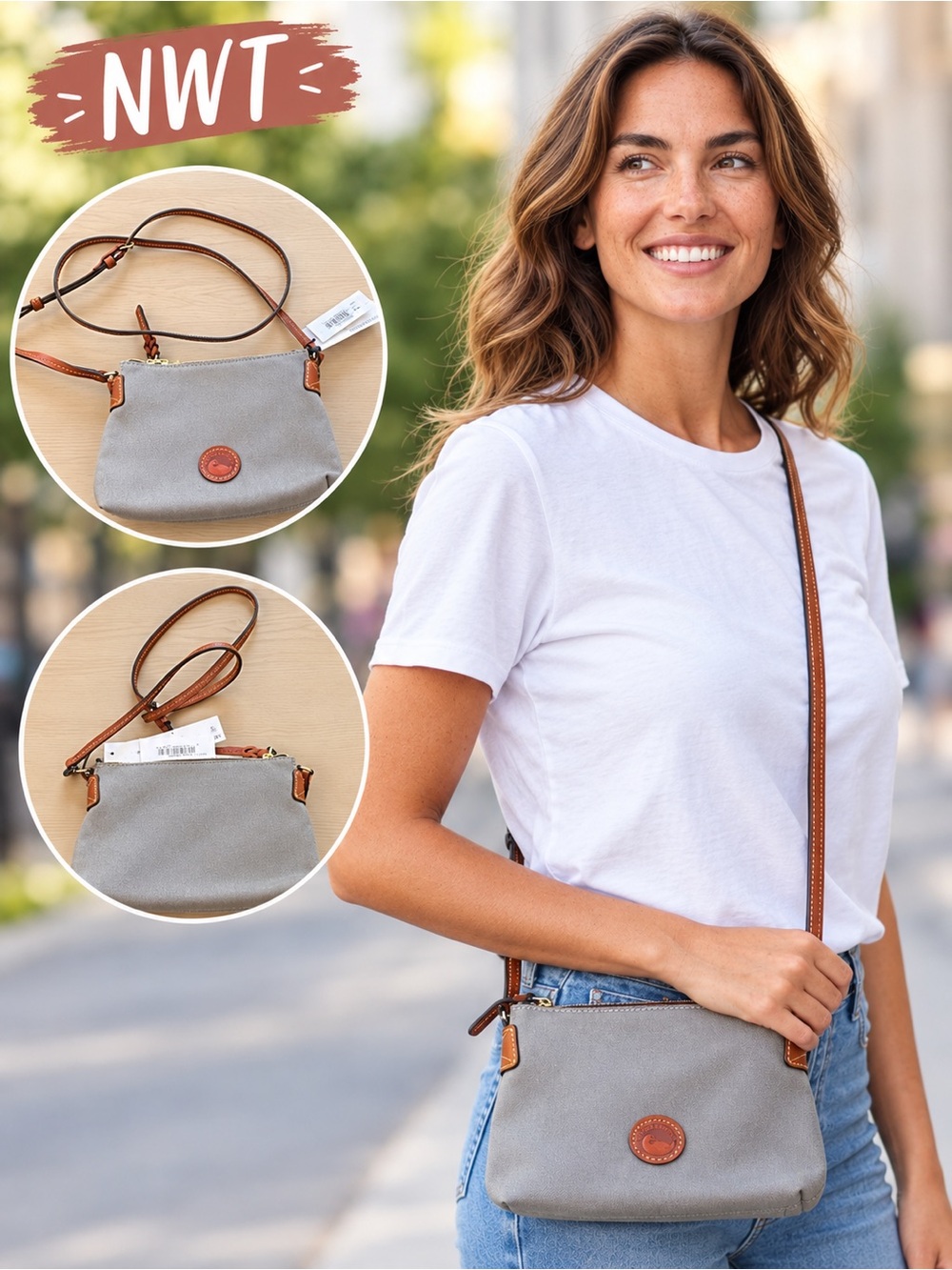 Dooney & Bourke Gray Canvas Pouchette Crossbody NWT